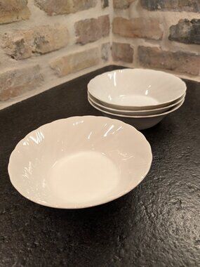 Set of (4) Sheffield Bone White China Coupe Cereal Bowl